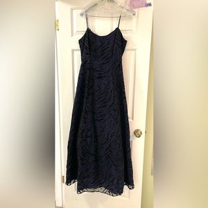 Formal sparkly dress.  Dark blue with black.